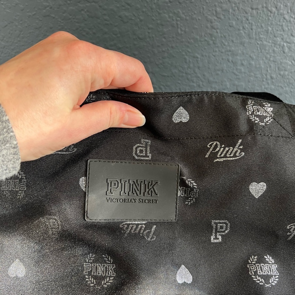 PINK Victoria's Secret Black and Gray Heart Large Tote - Picture 2 of 8
